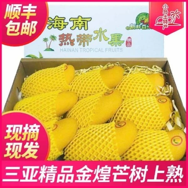 顺丰包邮三亚金煌芒南田芒果新鲜水果5-8斤礼盒装现摘现发大芒果