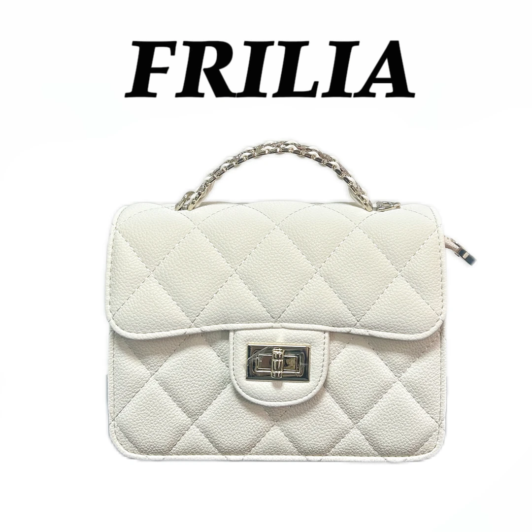 FRILIA2024时尚百搭菱格丝光牛皮手提斜挎菱格链条包2095-1