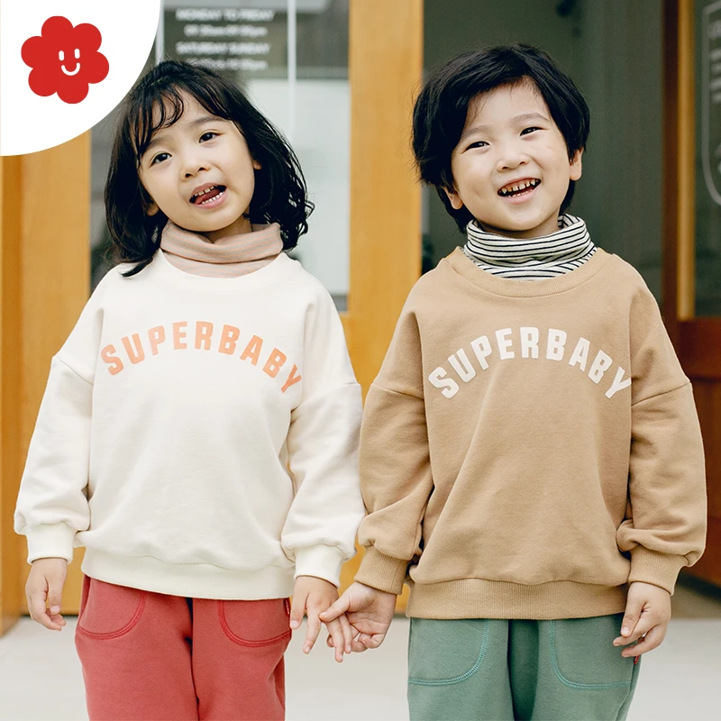 【99任选3件专区】儿童假两件高领卫衣男女童圆领宽松上袖上衣