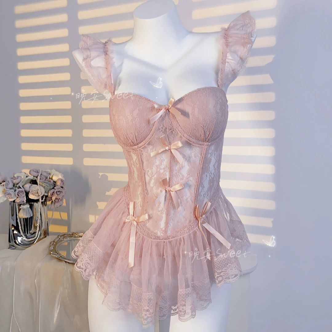 藏娇【80-200】微胖蕾丝吊带带钢圈夏显瘦性感睡裙女款爆款2025新款