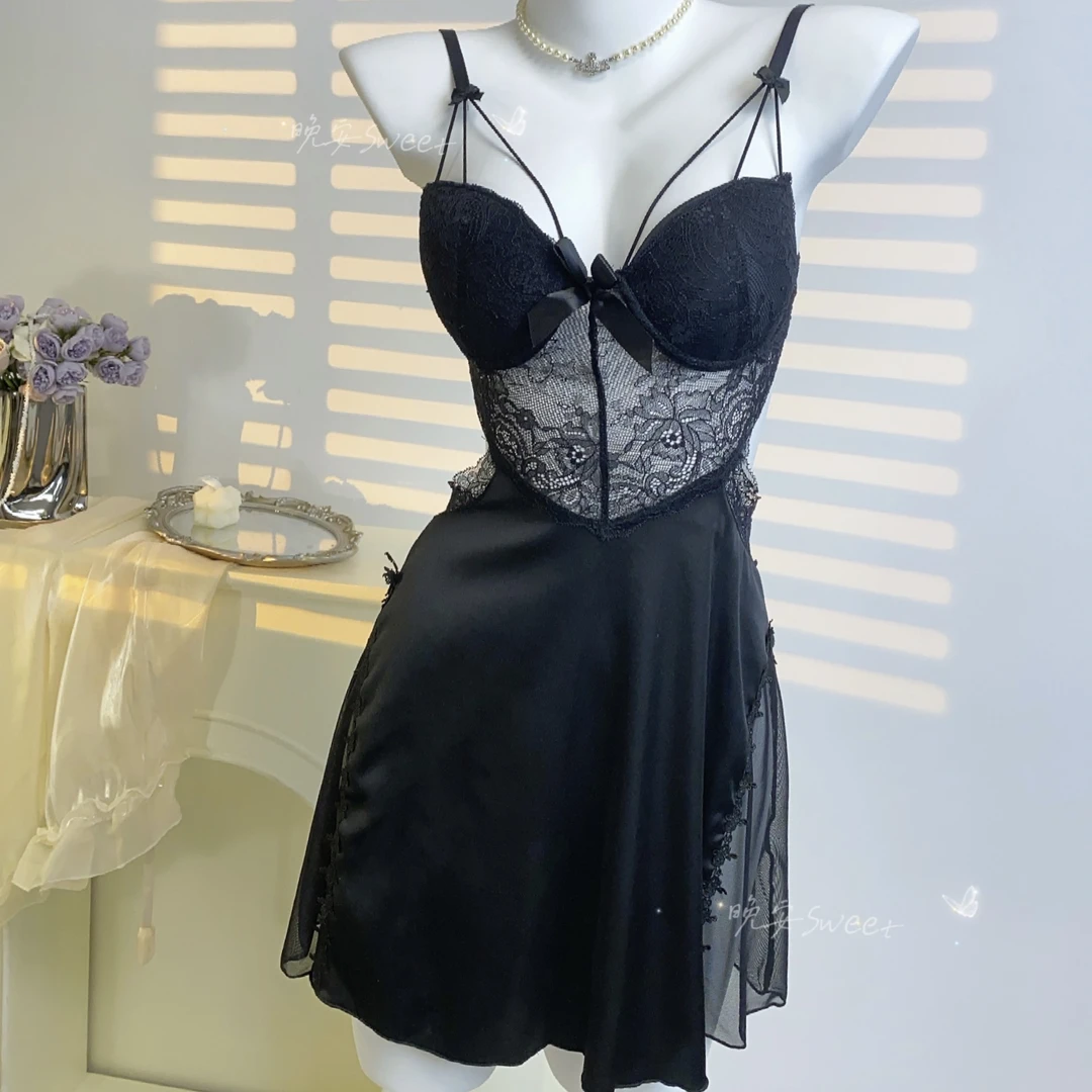 【80-200】性感御姐大码显瘦睡衣裙吊带钢圈胸垫美背微胖聚拢女