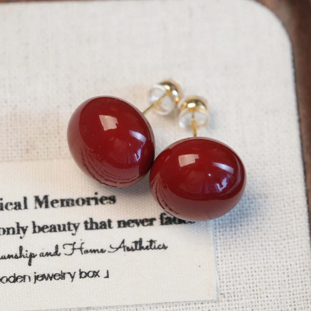 铜合金耳饰 [红豆]气质红色时尚百搭复古法式小众简约精致ins
