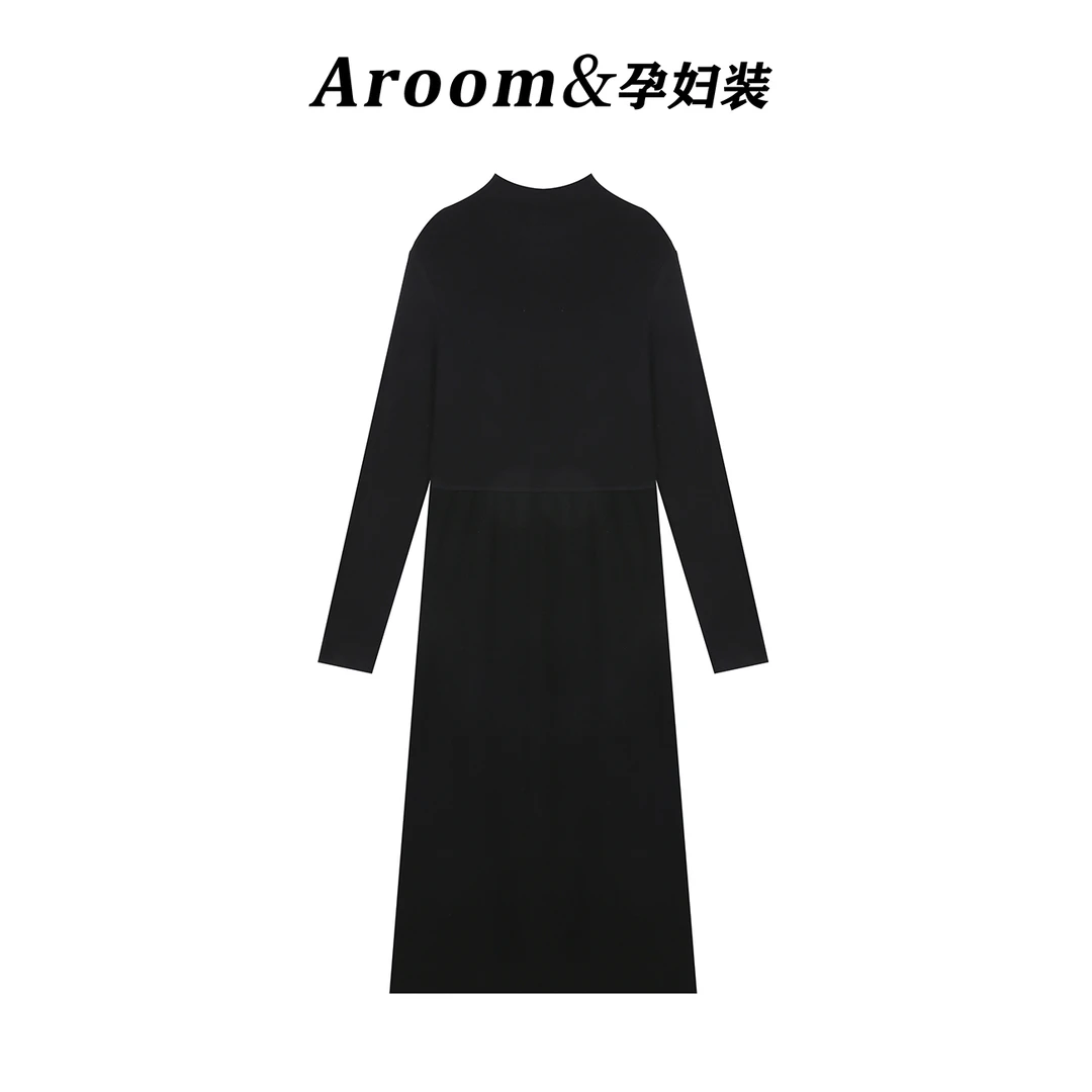 现货/AROOM孕妇装秋冬款外套搭高领连衣裙时尚孕妇套装U10-40