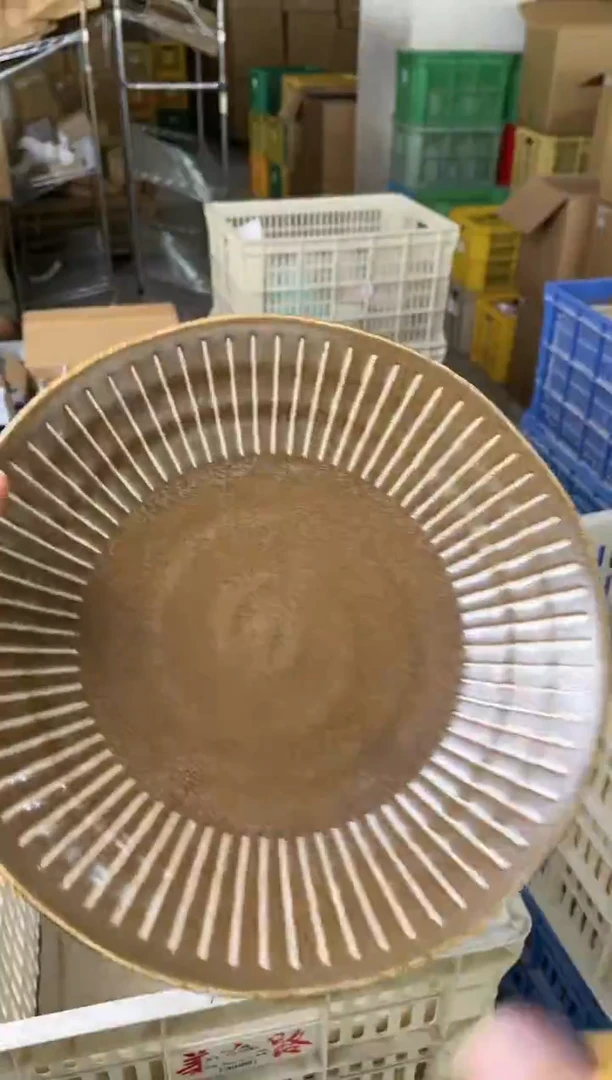 【闪购商品】陶瓷瓷片色釉撥水十草和軽10吋スープ 鉄サビ