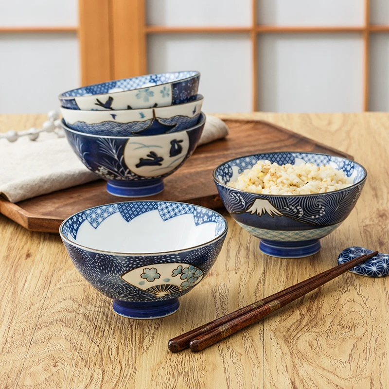 陶趣居日式和风饭碗家用小碗日本进口套碗樱花碗高脚碗陶瓷碗餐具