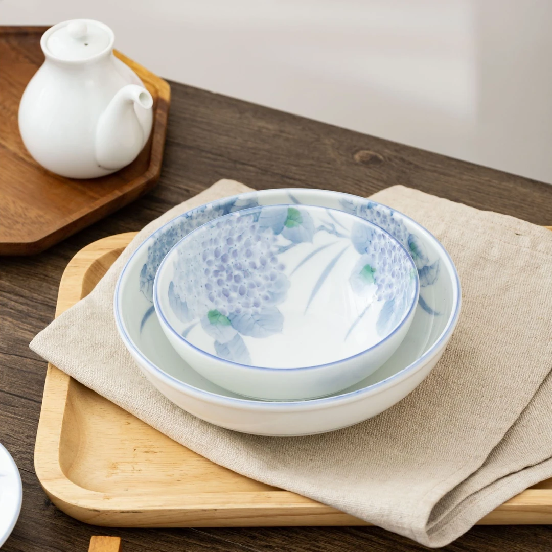 日式进口植物花卉小新清日式风碗碟子碗碟餐具瓷盘菜盘子汤盘