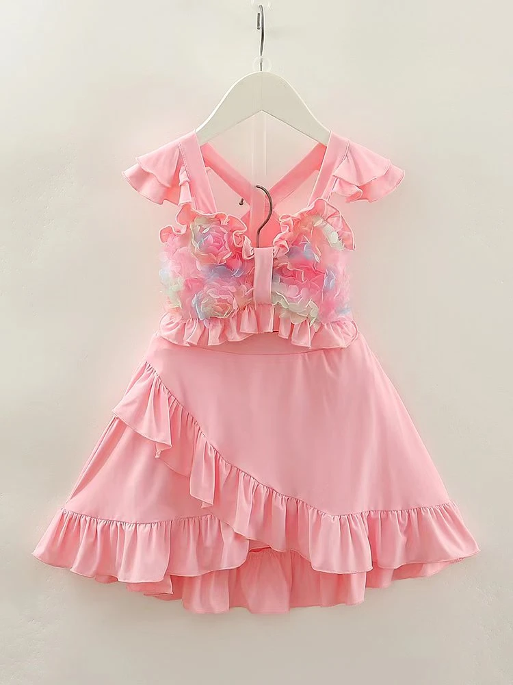 GY-168-儿童时尚洋气百搭幻彩重工花朵泳衣（夏季）