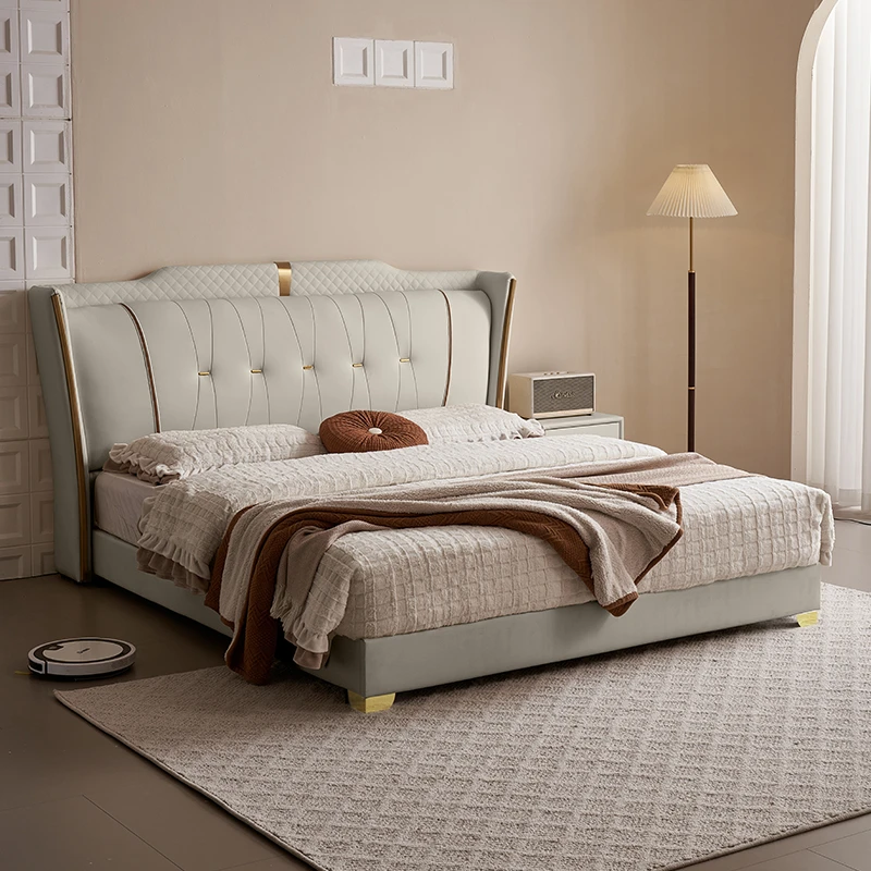 9015意式轻奢简约主卧室储物现代1.8米双人床高箱储物主卧大床