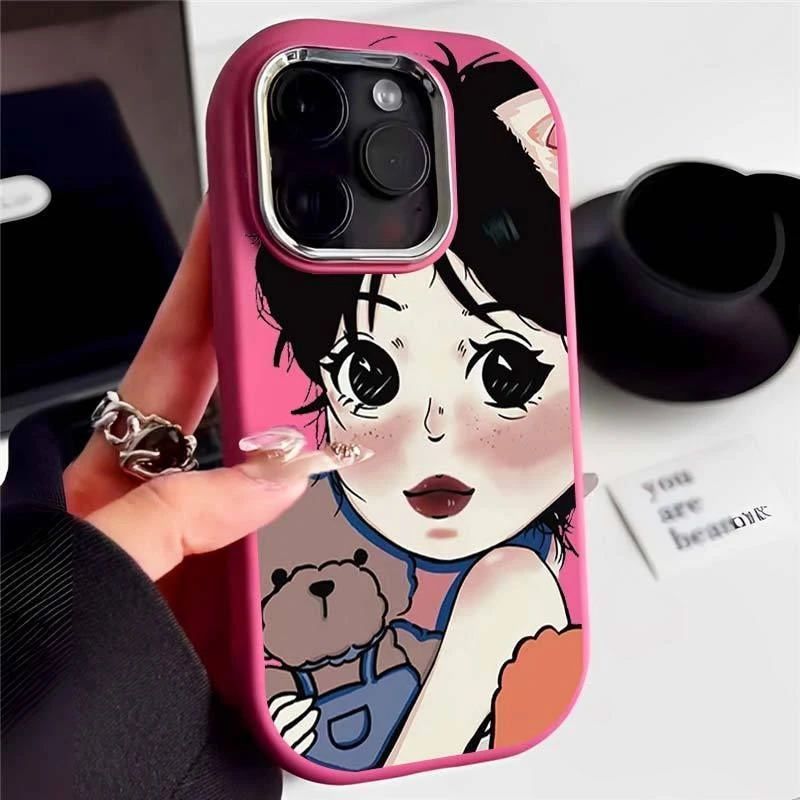 小熊女孩iPhone15promax苹果手机壳简约14/13/12/11小众xs/xr软壳