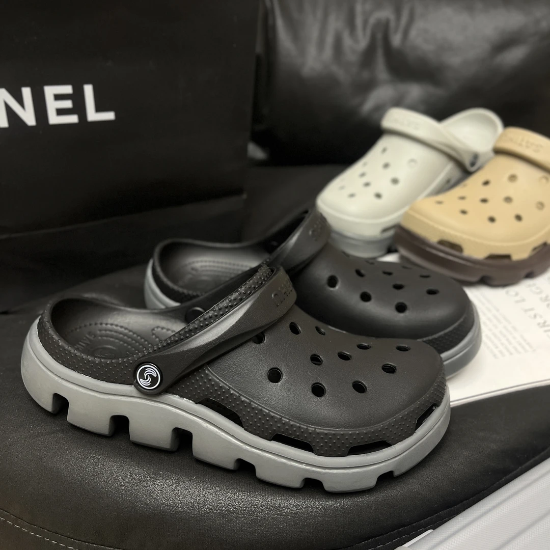 【男款增高3CM】夏季新款薄底外穿沙滩拖鞋涉水洞洞鞋防滑透气男鞋