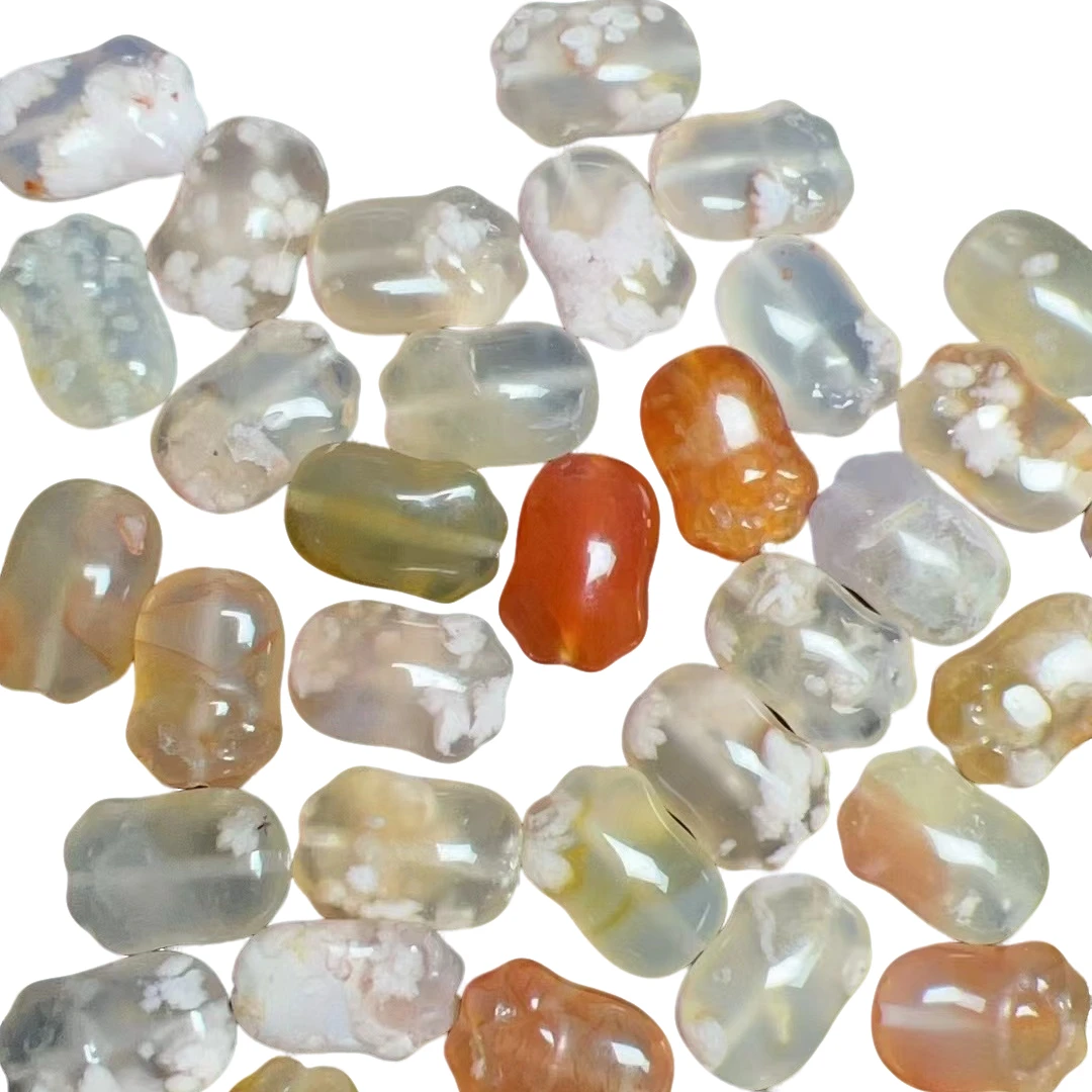 【长猫爪樱花玛瑙】马达加斯加天然樱花玛瑙手工雕刻吊【多样性发一】