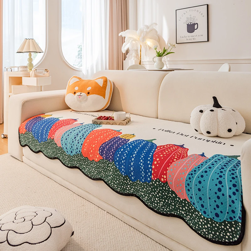 (多彩南瓜)轻奢高级感沙发垫新款四季通用防滑沙发坐垫套罩盖布