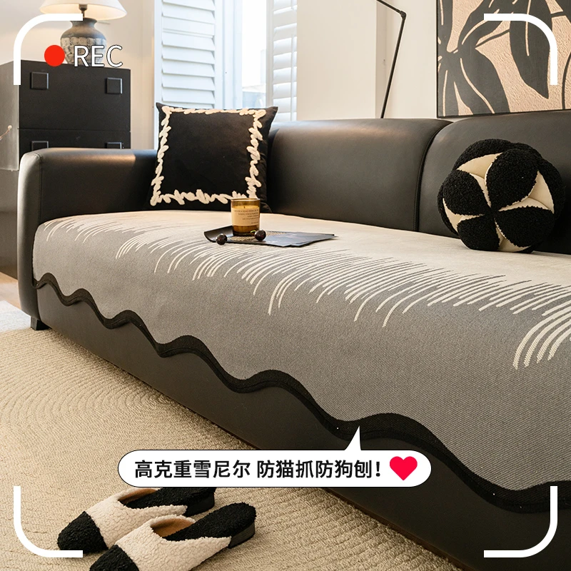 (异形音频)雪尼尔轻奢高级感沙发垫新款四季通用一片式防滑坐垫