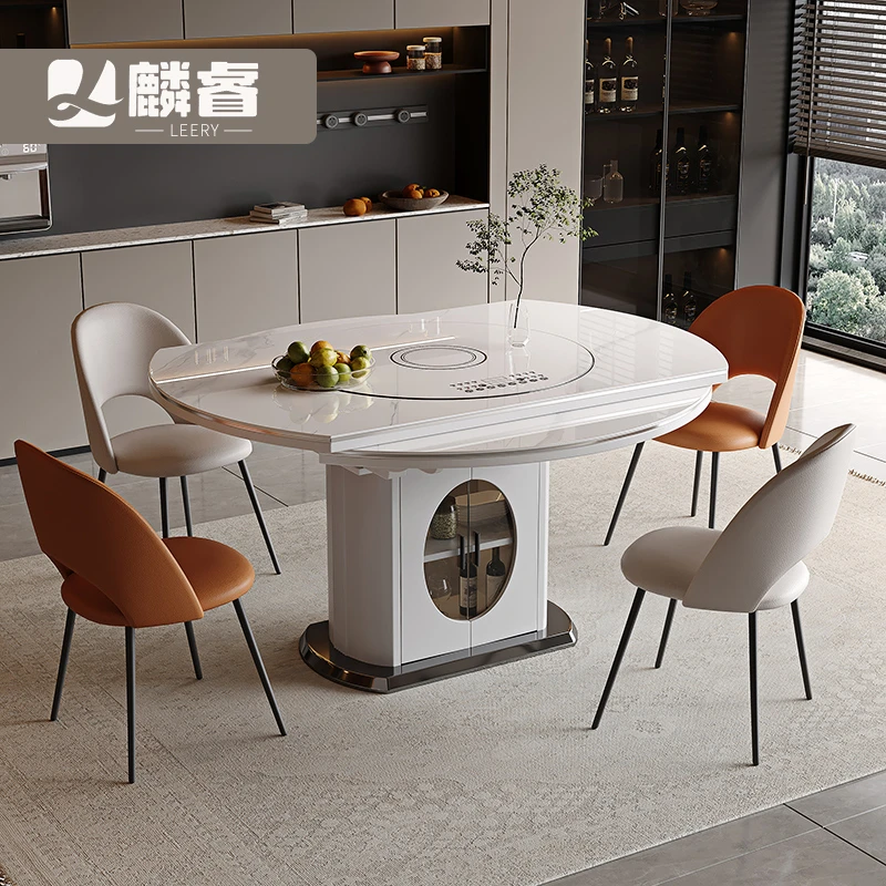【国补】022多功能餐桌折叠家用伸缩内嵌式自动转盘智能餐桌餐桌椅