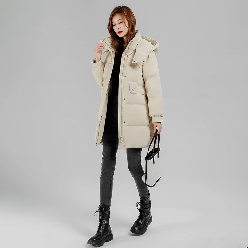 新年新款中长款女棉衣加厚保暖宽松时尚冬季户外女装韩版百搭外套