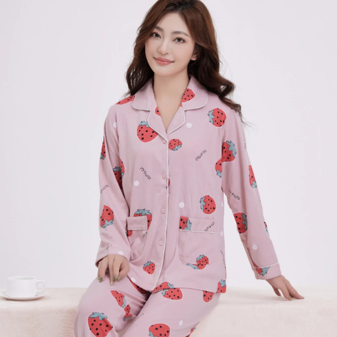 女士长袖针织秋款纯棉透气卡通