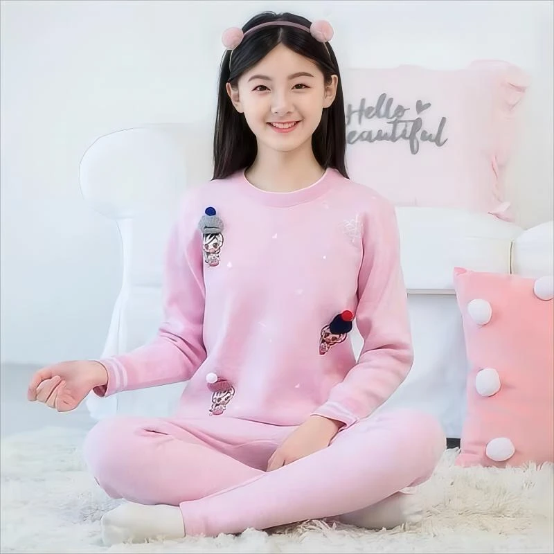 秋冬季女童保暖套装衣青少年初中生中学生秋冬季加绒加厚秋衣秋裤