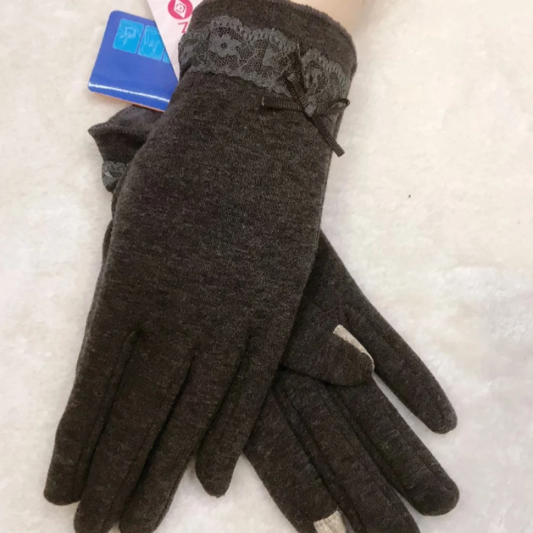 冬季新品女士触屏棉质时尚加绒保暖防寒修手型手套