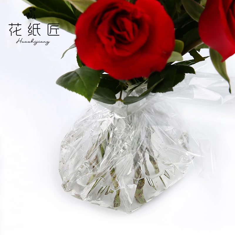 花纸匠 防尘薄款透明玻璃纸花束材料花店用品防水打底包花纸70张