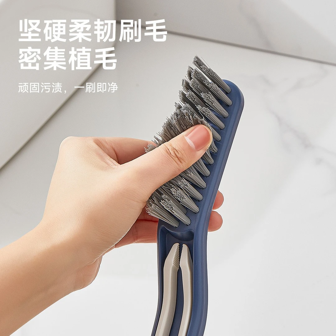 家用多功能浴室缝隙刷二合一头发夹子卫生间清洁工具地板硬毛刷