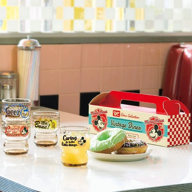 日本进口石冢硝子迪士尼联名玻璃杯卡通奶昔杯