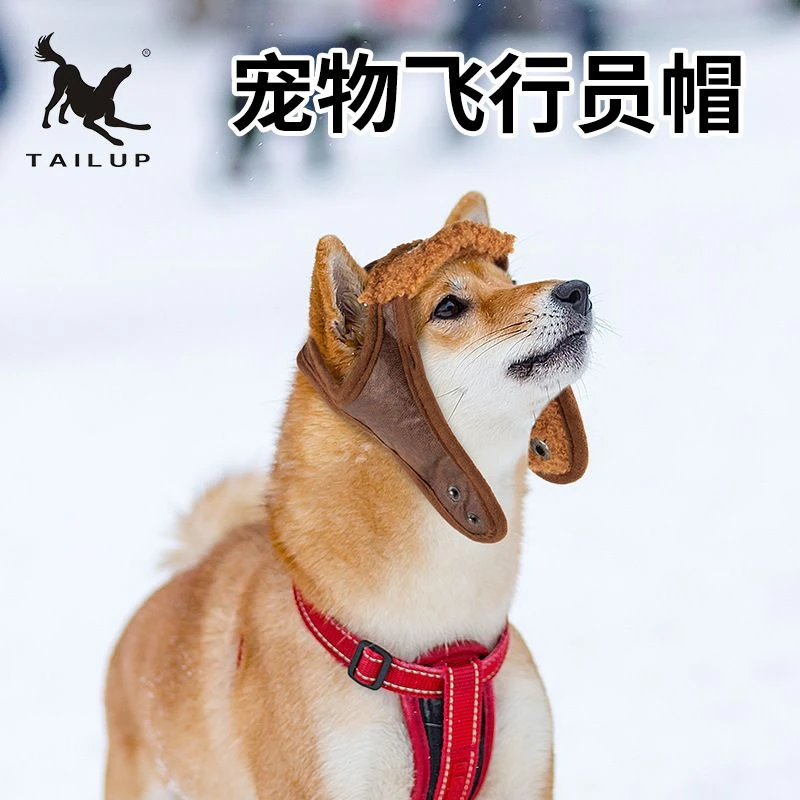 宠物飞行员帽子狗狗秋冬新款头套猫咪头饰欧美复古时尚保暖防寒帽