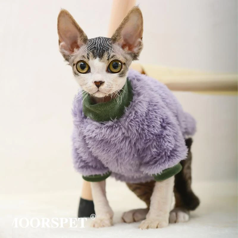 MOORSPET猫咪衣服秋冬保暖小猫英短防掉毛无毛猫衣服德文加绒棉衣