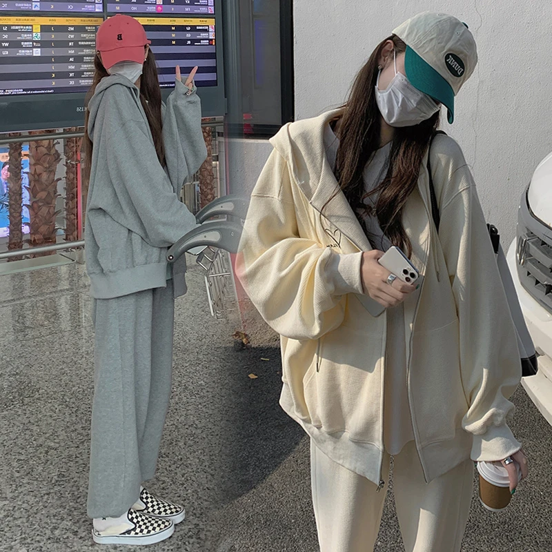 2025年新款秋季时尚外穿连帽外套孕妇运动裤韩版休闲宽松秋装