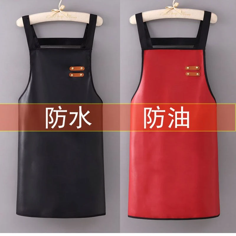 皮革围裙防水防油软皮女厨房家用做饭上班干活工作服女男士PU围腰