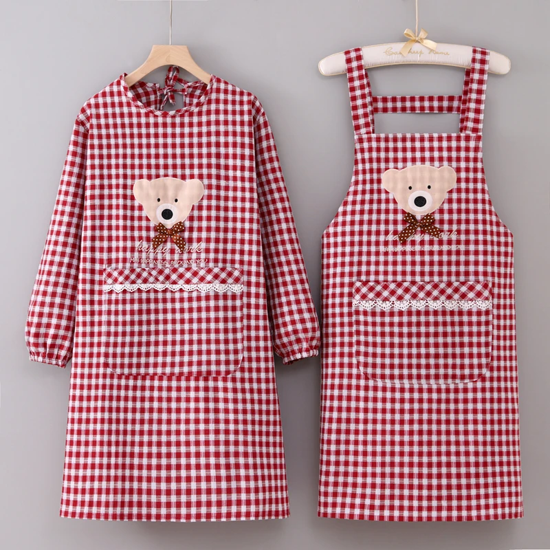 罩衣女棉布透气耐磨围裙厨房家用韩版洋气可爱大人上班防尘工作服