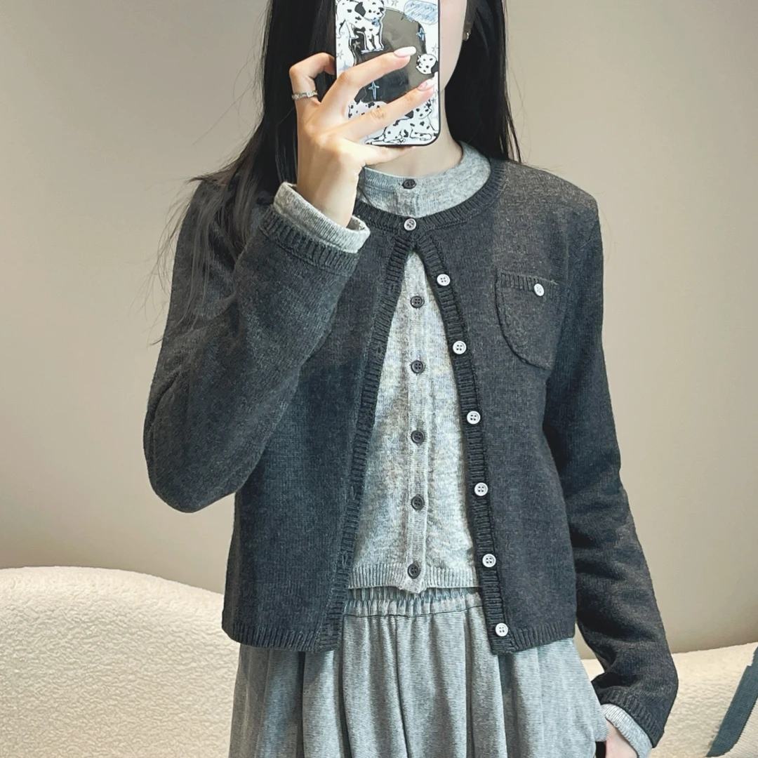 2024上衣女外套早秋季外套显瘦气质针织时尚休闲假两件