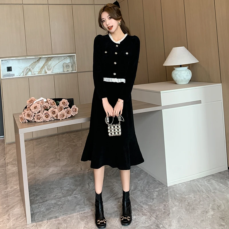 【小个子定制】小香风两件套装秋冬装新款法式复古赫本风黑色套装裙