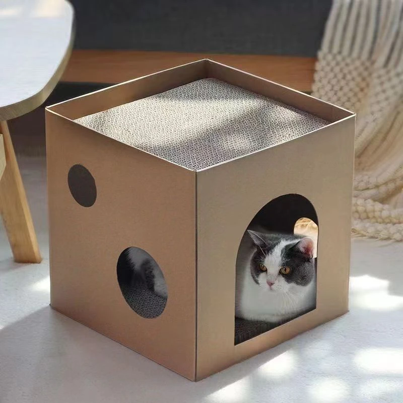 猫抓板窝双层爬架带瓦楞纸磨爪器纸箱猫屋别墅猫咪纸箱屋猫咪玩具