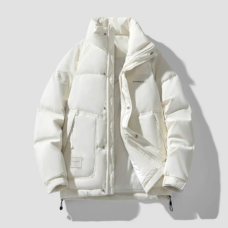 2023冬季新款羽绒服男生韩版潮牌青少年立领休闲白色保暖外套