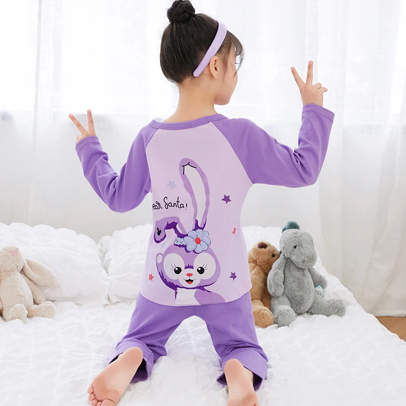 女童春秋棉质睡衣儿童星黛露夏季长袖长裤女孩宝宝公主家居服套装