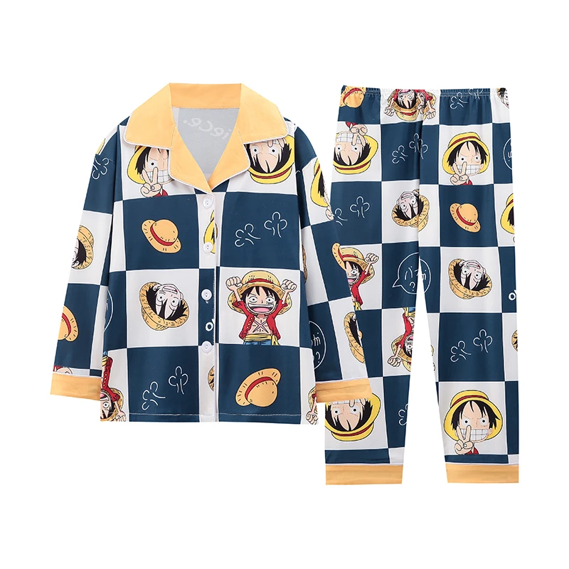 儿童睡衣男春秋季棉质长袖开衫套装小孩宝宝夏季空调服睡衣家居服