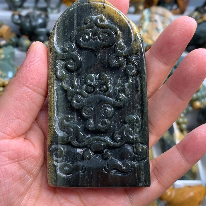 岫岩河磨玉（透闪石质玉）手把件未镶嵌