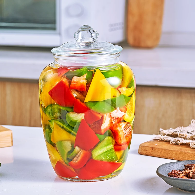 加厚玻璃罐密封带盖储物罐家用泡菜腌制咸菜罐菜坛子密封玻璃罐