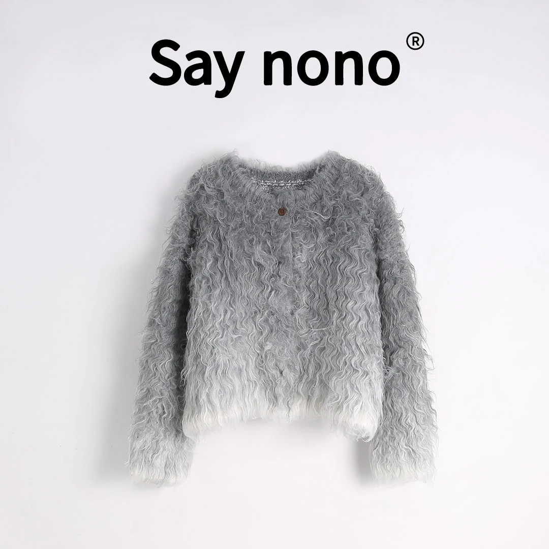 懒猫nono│Saynono 韩系风＿立体感灰色渐变开衫上衣外套 /0600