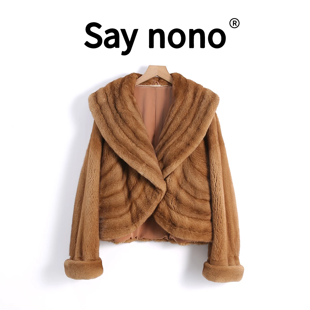 懒猫nono│Saynono 幻影财阀＿分刀全抽V领宽松水貂皮草 /XS2508