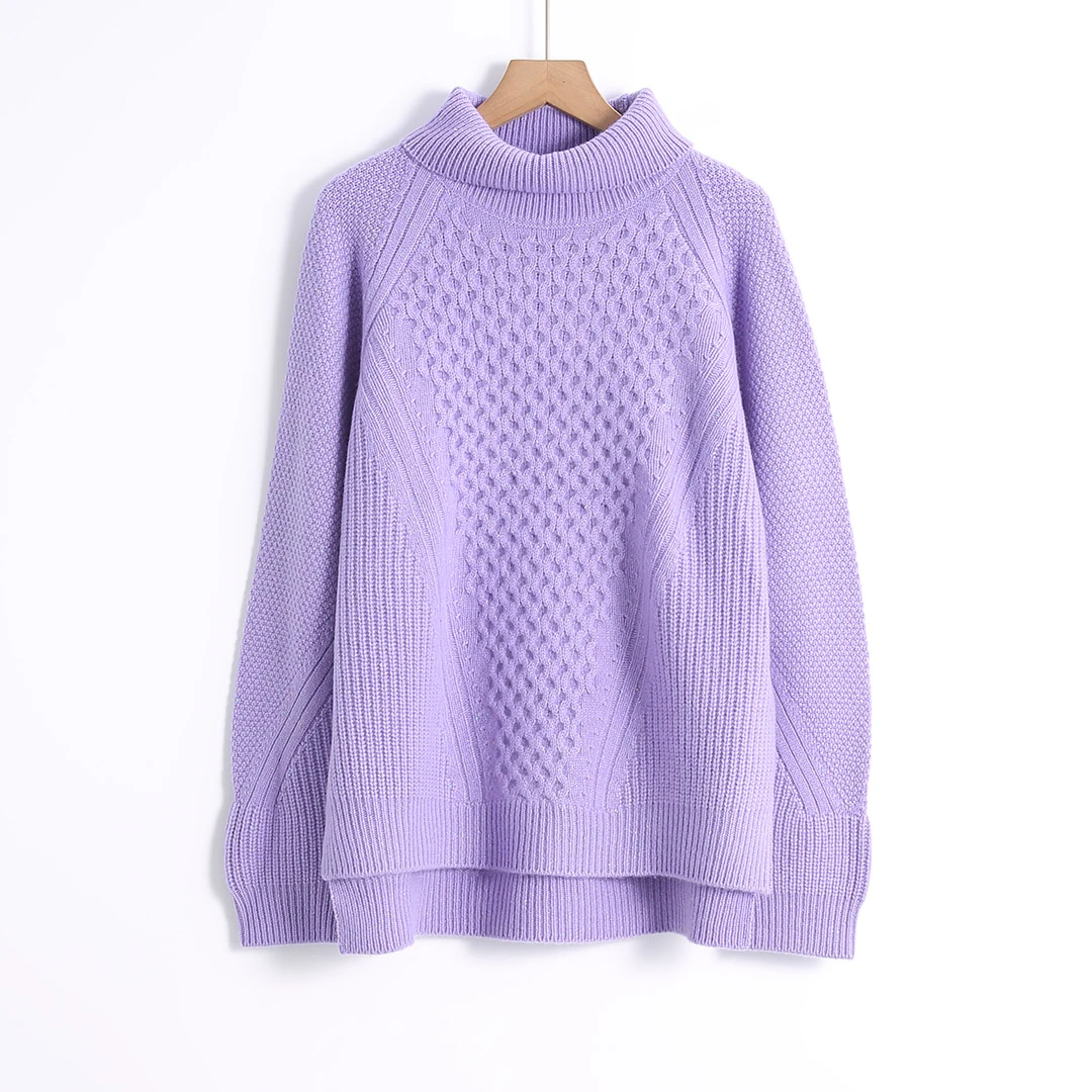 【HONEY AMOR】温柔宽松港味复古chic麻花套头高领毛衣女 /JS2811