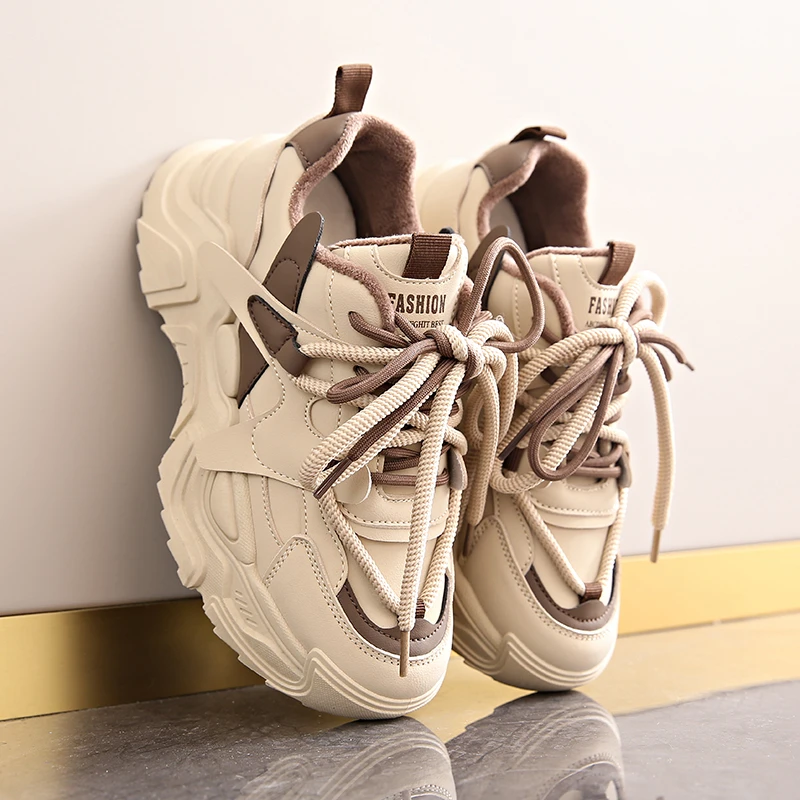 2023冬季新款女鞋棉鞋老爹鞋女ins厚底老爹鞋百搭学生休闲运动鞋