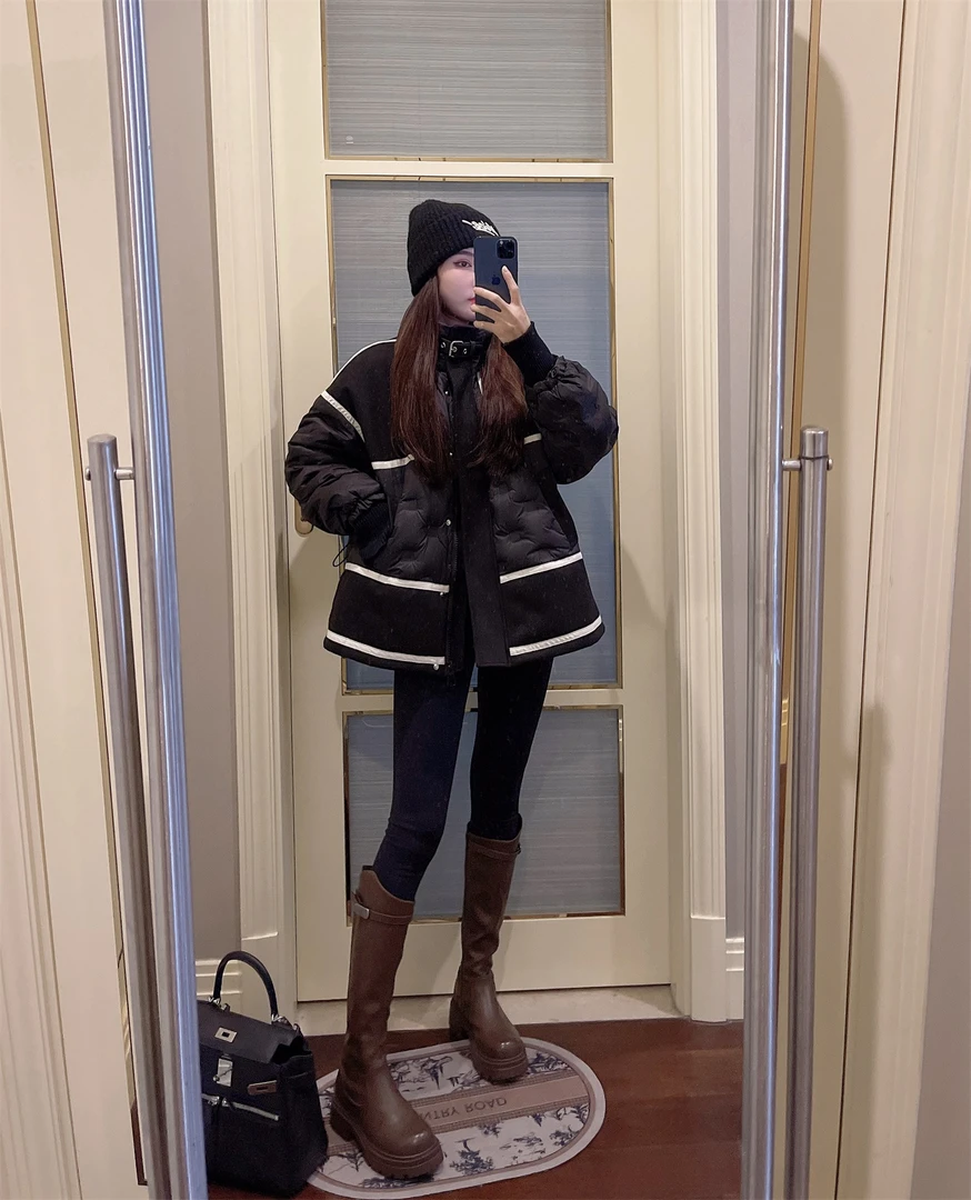 【洋气大小姐】高级感撞色菱格新国标90白鸭绒羽绒服 23D0894A wh