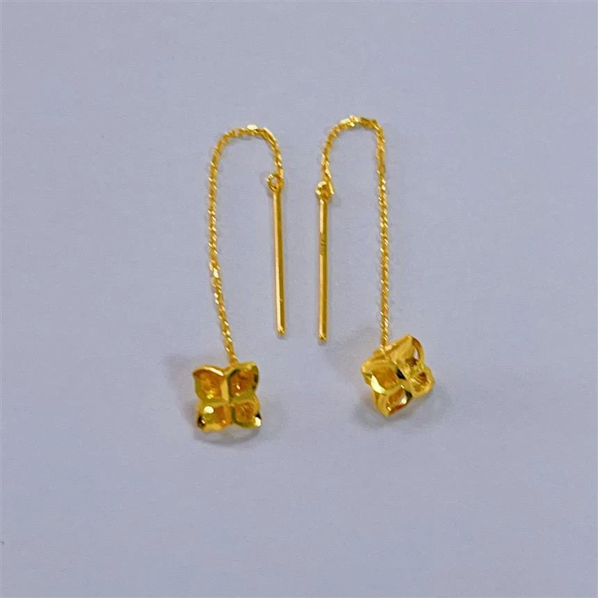 【晓蕾专享】足金七彩四叶草耳线ZBHJE489