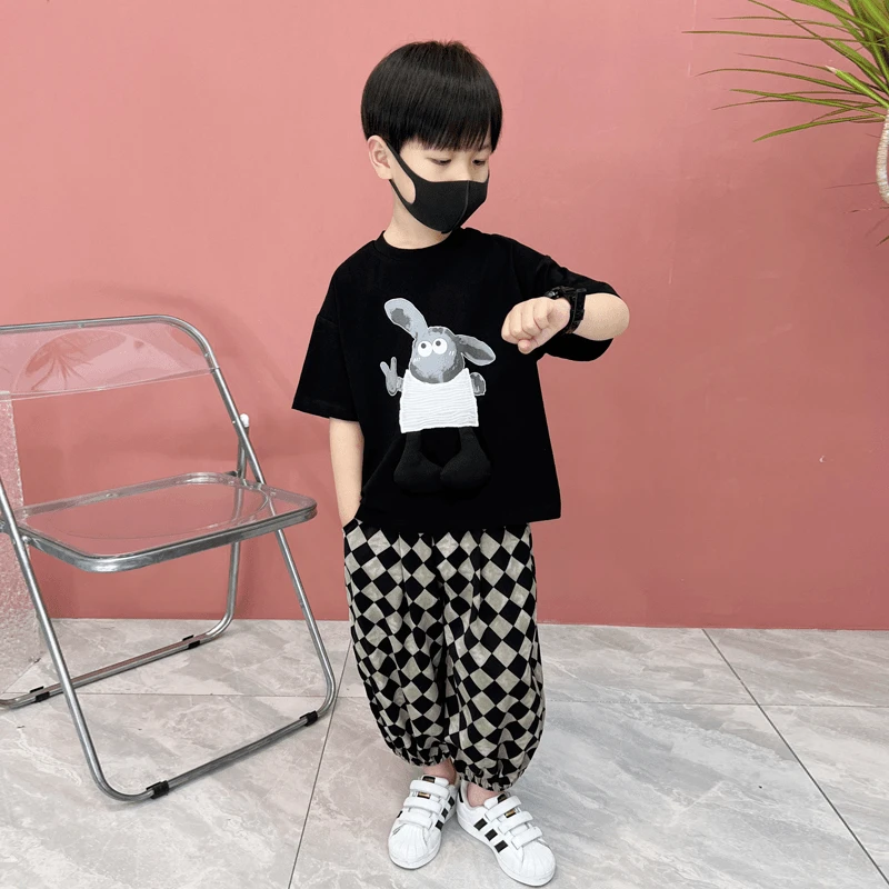 新款夏款时尚短袖洋气裤子宽松舒适百搭酷帅气儿童装男童夏装2024