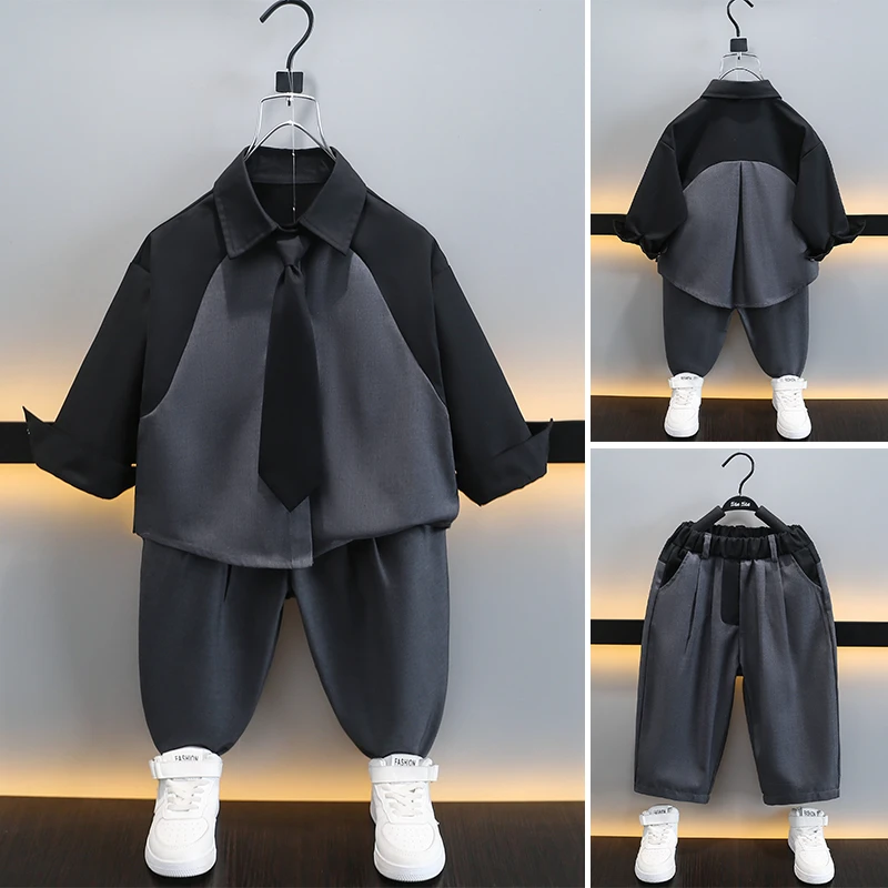 男童秋款套装2024新款韩版西装上衣裤子男宝洋气百搭学院风两件套