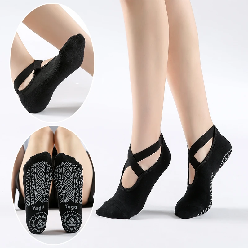 瑜伽袜女士时尚交叉带夏季透气防滑健身跳操普拉提运动袜防滑袜子