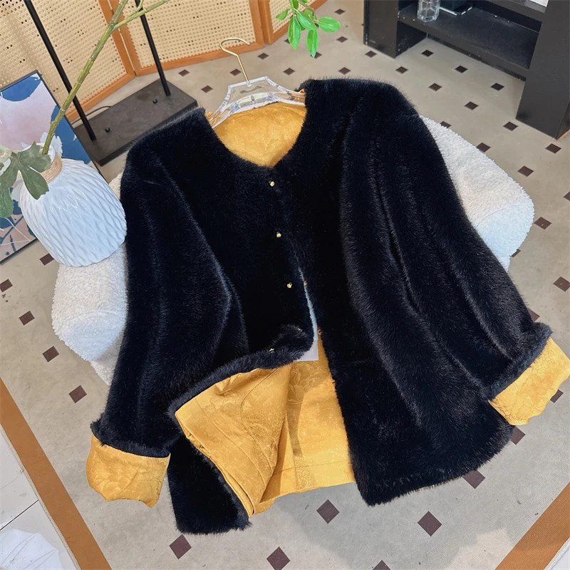 【暖冬】新款新中式国风重工貂毛外套