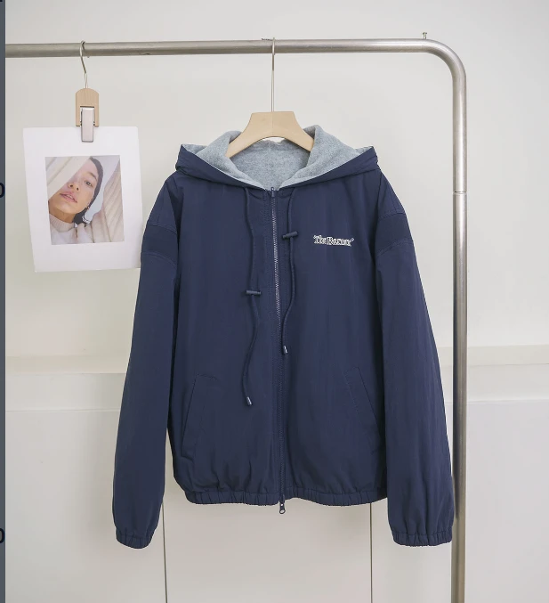 韩版双面连帽春秋百搭休闲风衣宽松时尚上衣