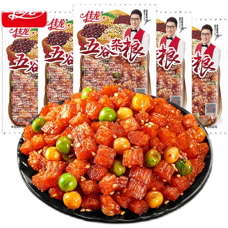 佳龙五谷杂粮辣条素牛筋8090后儿时怀旧麻辣面筋豆皮小吃休闲零食